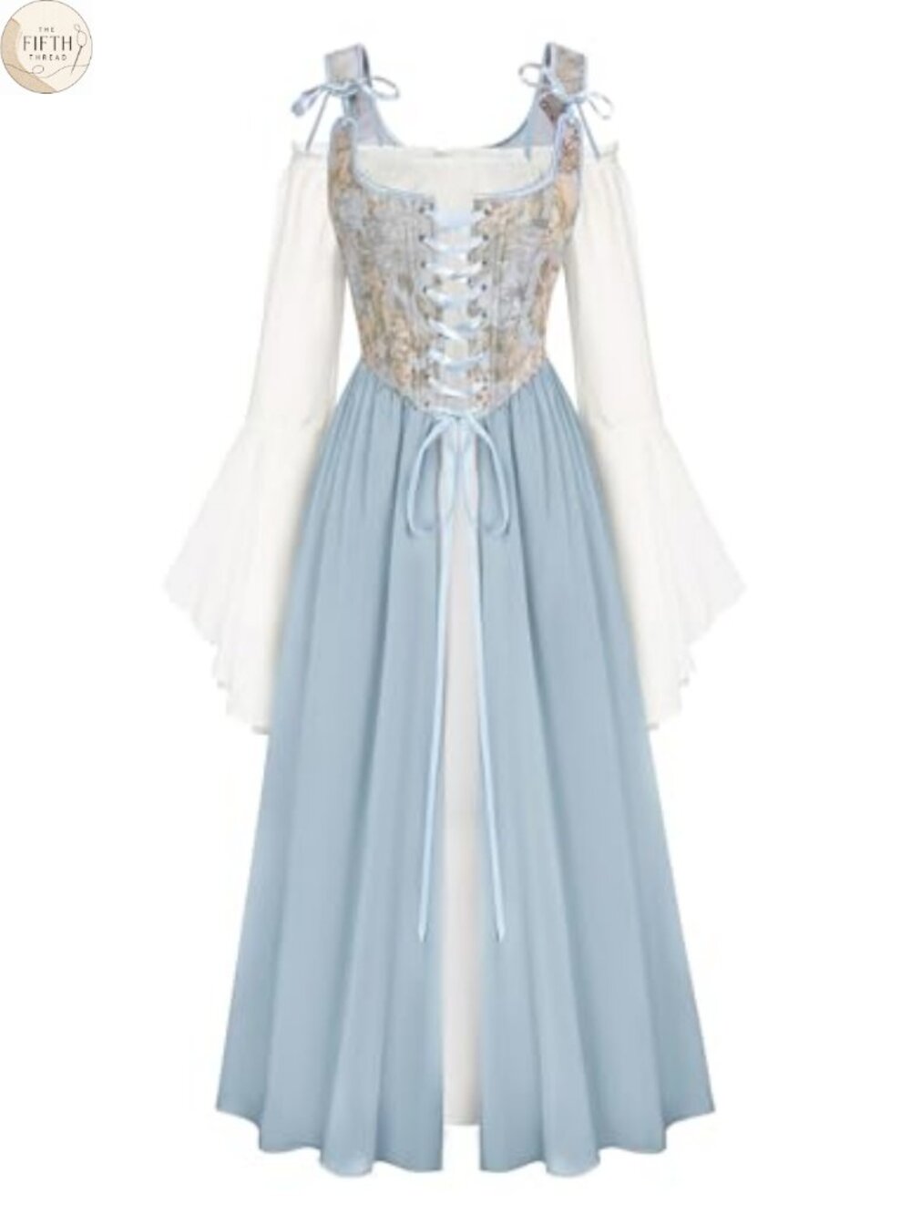 Renaissance Two-Piece Costume Bell Sleeve Medieval Dress